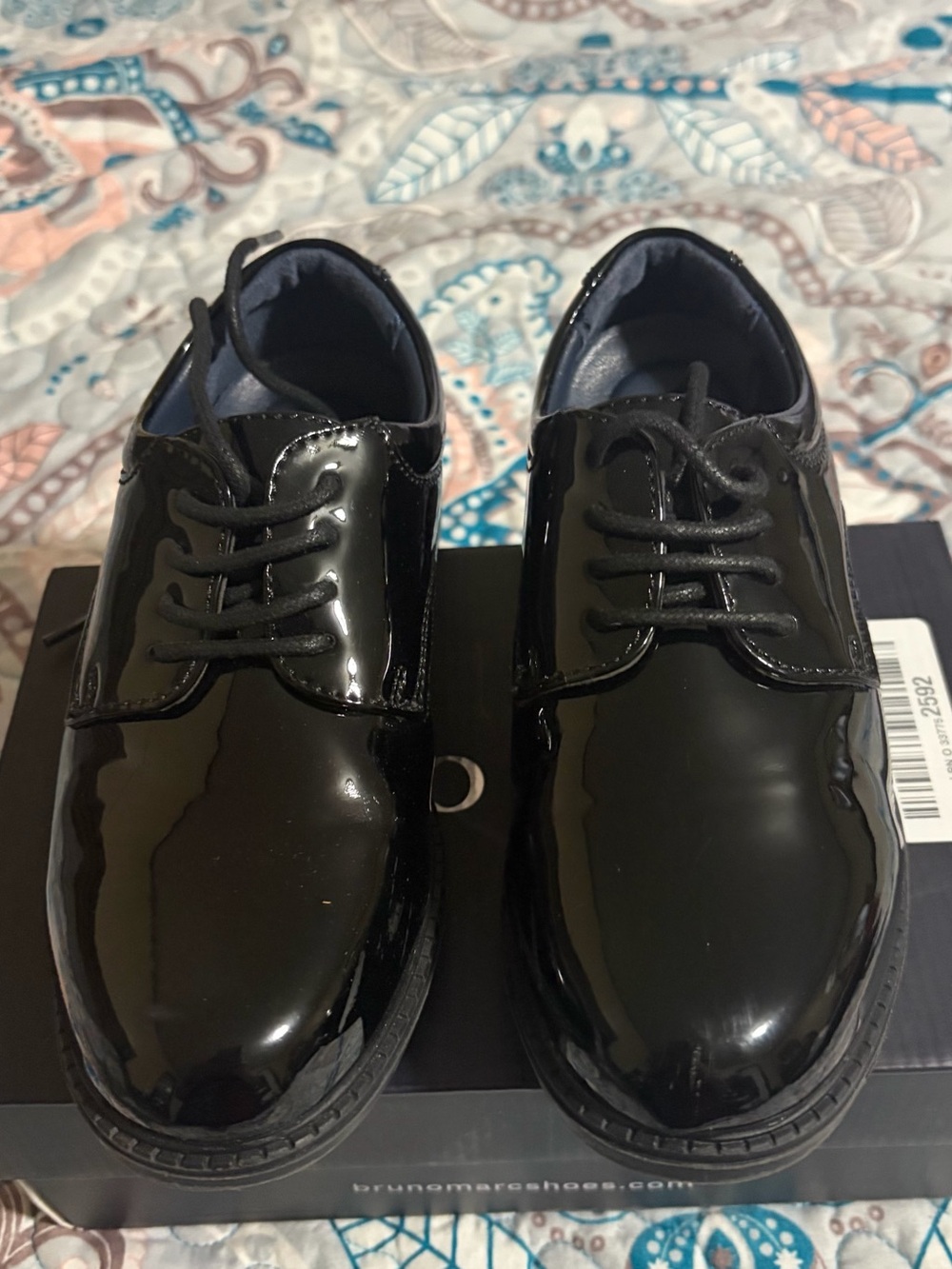 Black Patent Lace-Up Kids Dress Shoes